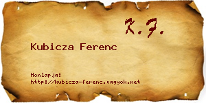 Kubicza Ferenc névjegykártya