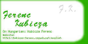 ferenc kubicza business card